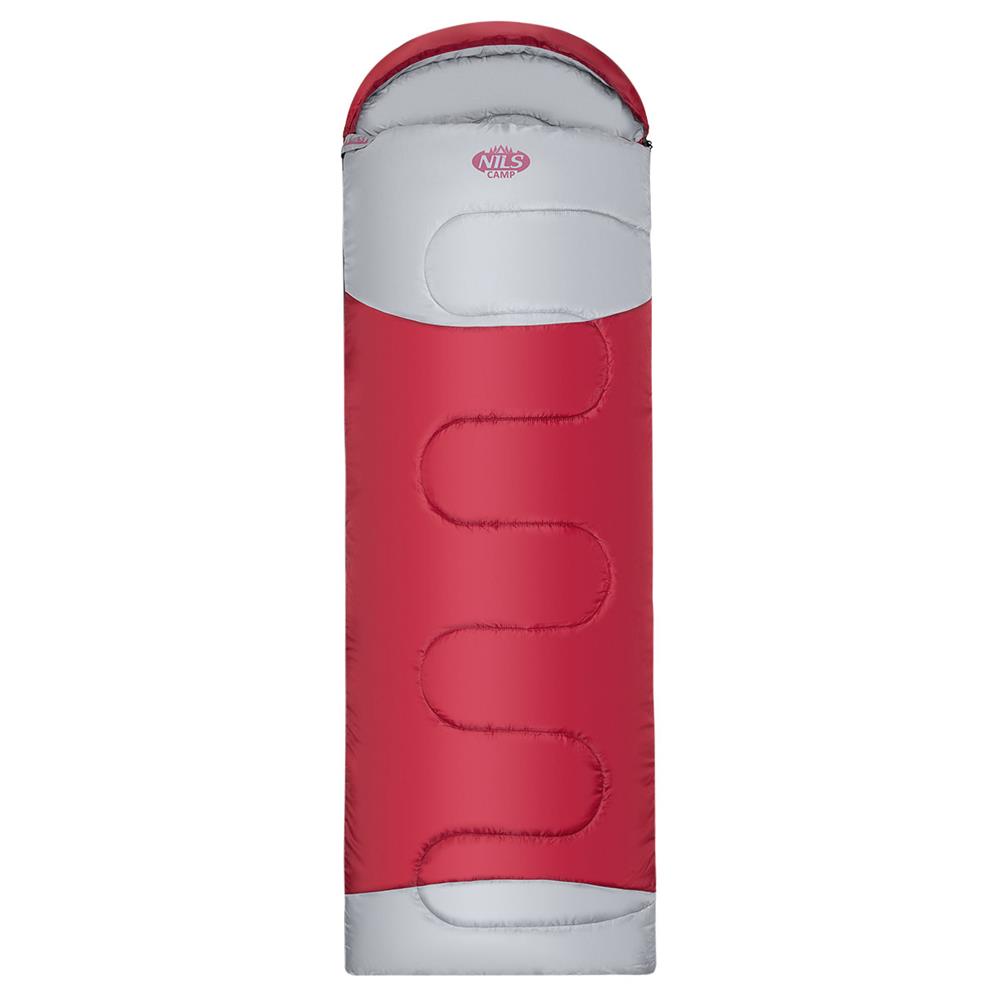 NILS CAMP Schlafsack Größe L Dunkelrot-Grau - Mumienschlafsack für Outdoor, Trekking & Camping