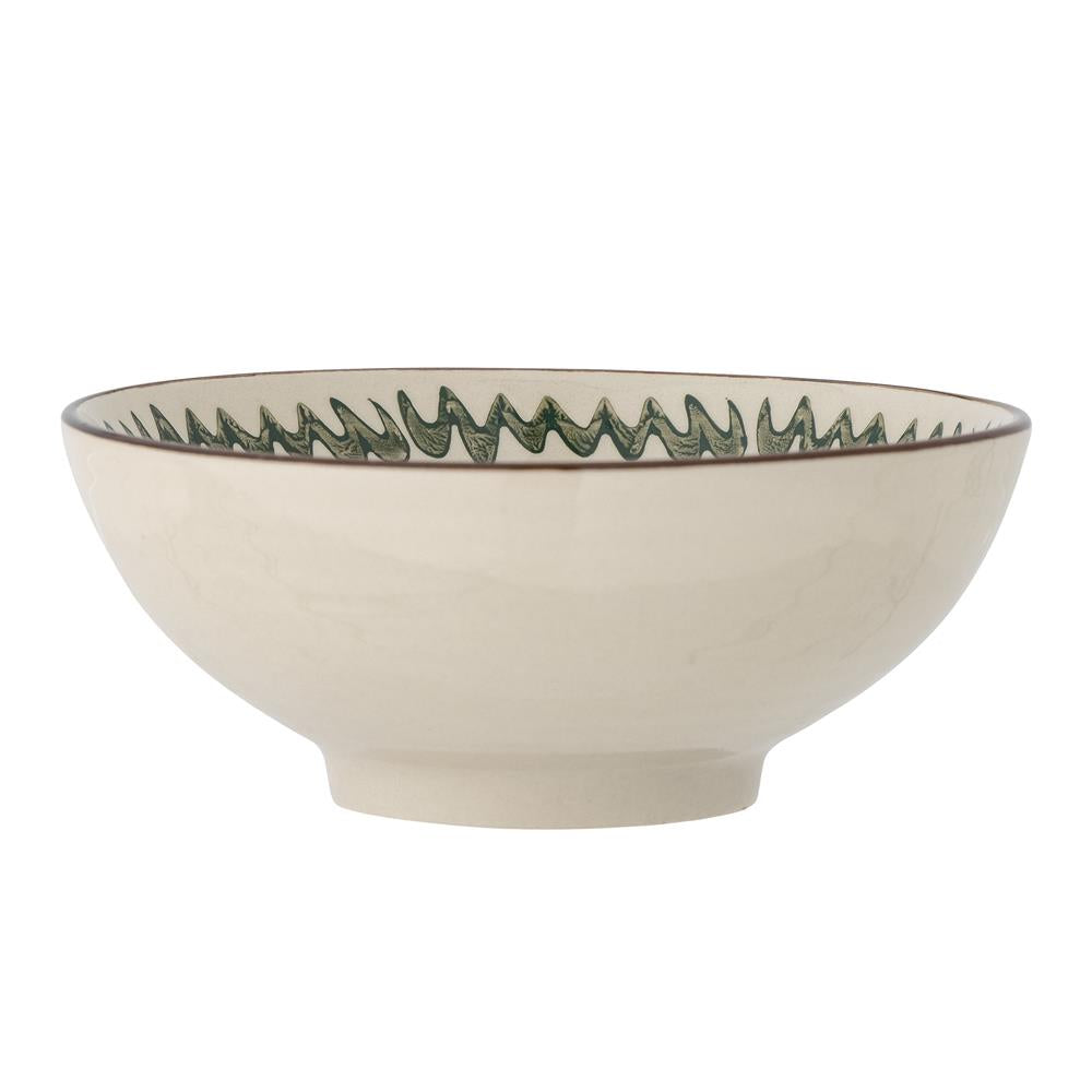 Bloomingville Heikki Schale – kleine Steingutschale in Grün, handbemalt, Ø 14,5 cm