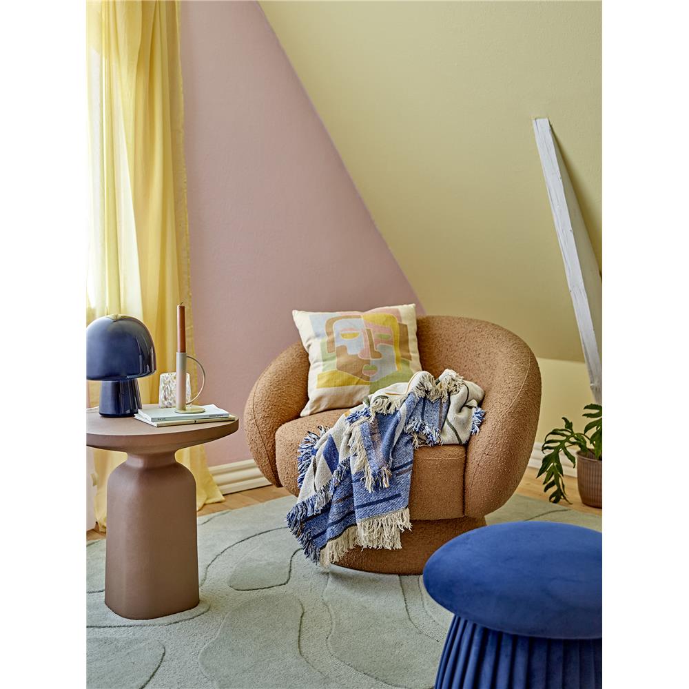 Bloomingville Toscana Decke Blau Recycelte Baumwolle L160xW130 cm – grafische Decke