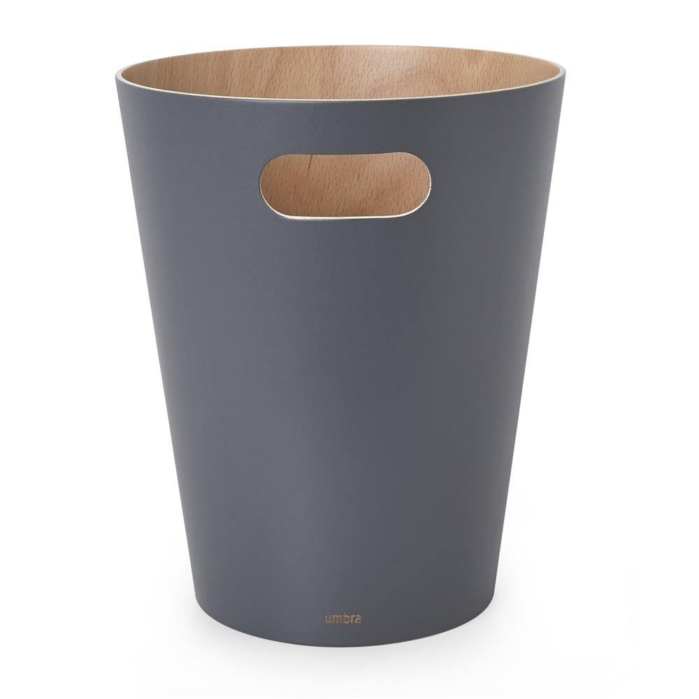 Umbra Woodrow Abfalleimer, Anthrazit/Holz, 7,5 Liter, Zweifarbiger Papierkorb