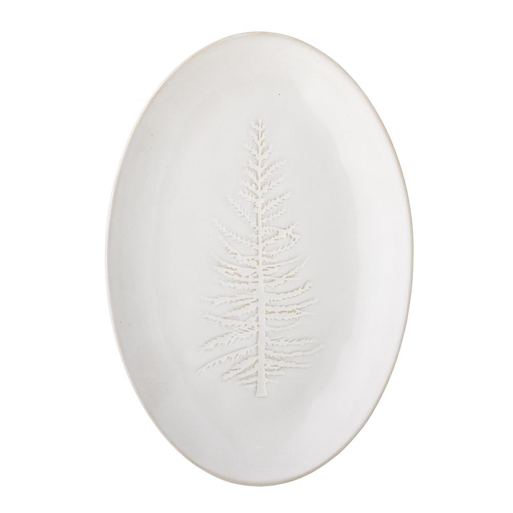 Bloomingville Winter Servierplatte – Servierteller mit geprägtem Tannenbaum-Motiv, Weihnachten, dänisches Design