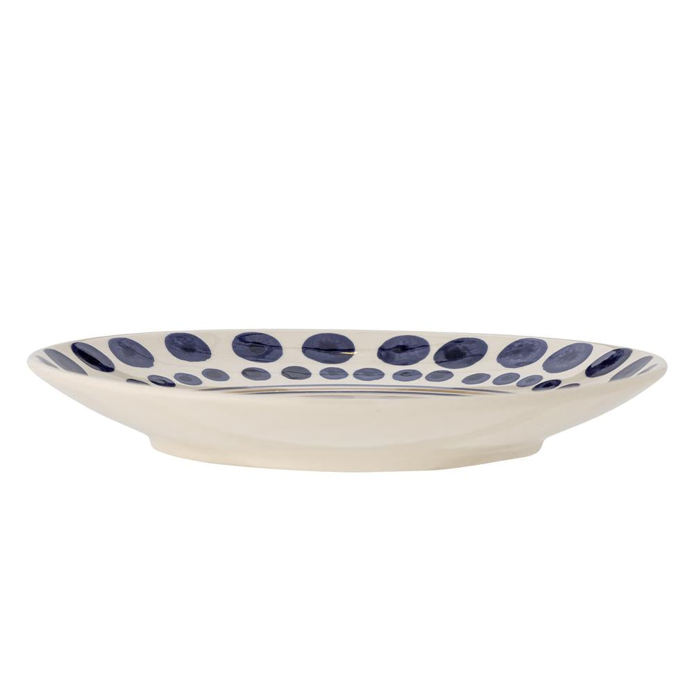 Bloomingville Shama Teller, Blau/Braun, Steingut, 27 cm, mit handbemaltem Muster