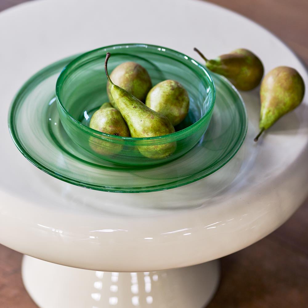 Bloomingville Amelie Dekoschale grün Glas Marmoroptik 21,5 cm