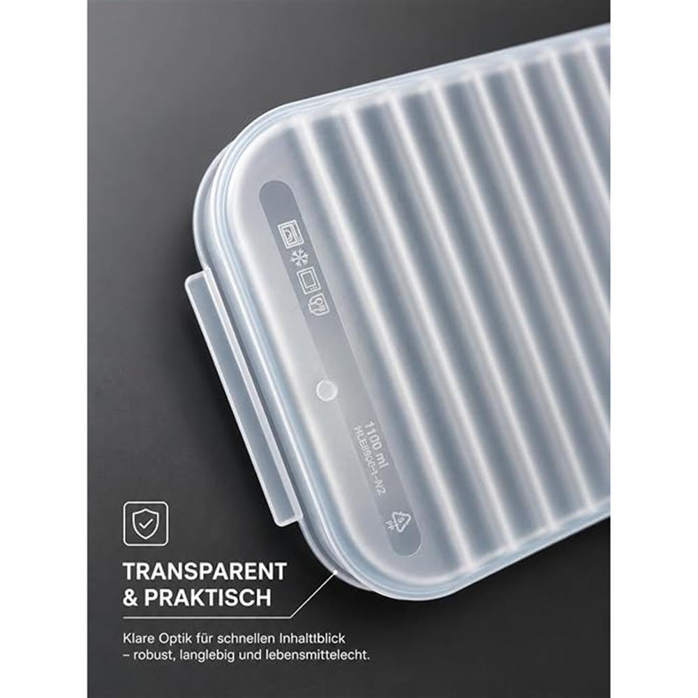 LocknLock Frischhaltedosen 3er Set 1.2L, Transparent, BPA-frei, Rechteckig, Gefriergeeignet bis –20 °C