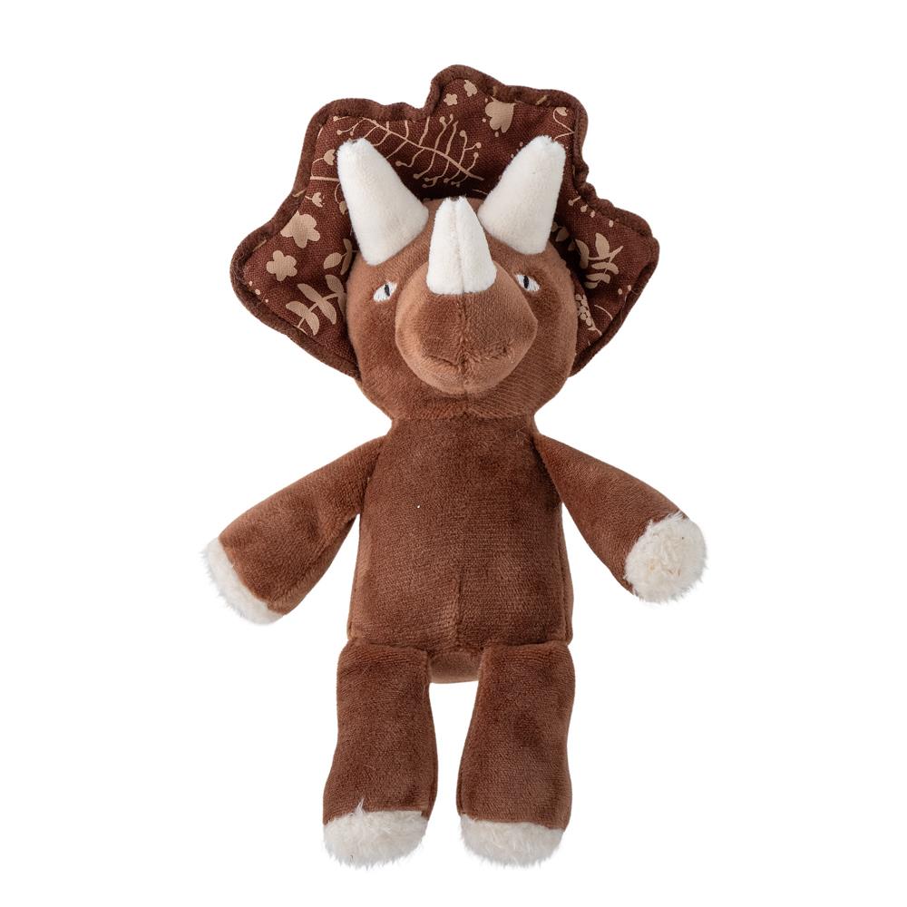 Bloomingville MINI Fintan Rassel Dinosaurier aus Baumwolle & Leinen, Braun