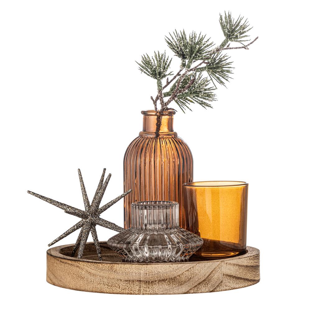 Bloomingville Sanga Tablett mit Teelichthaltern – 6‑teiliges Deko‑Set für Tisch & Weihnachten