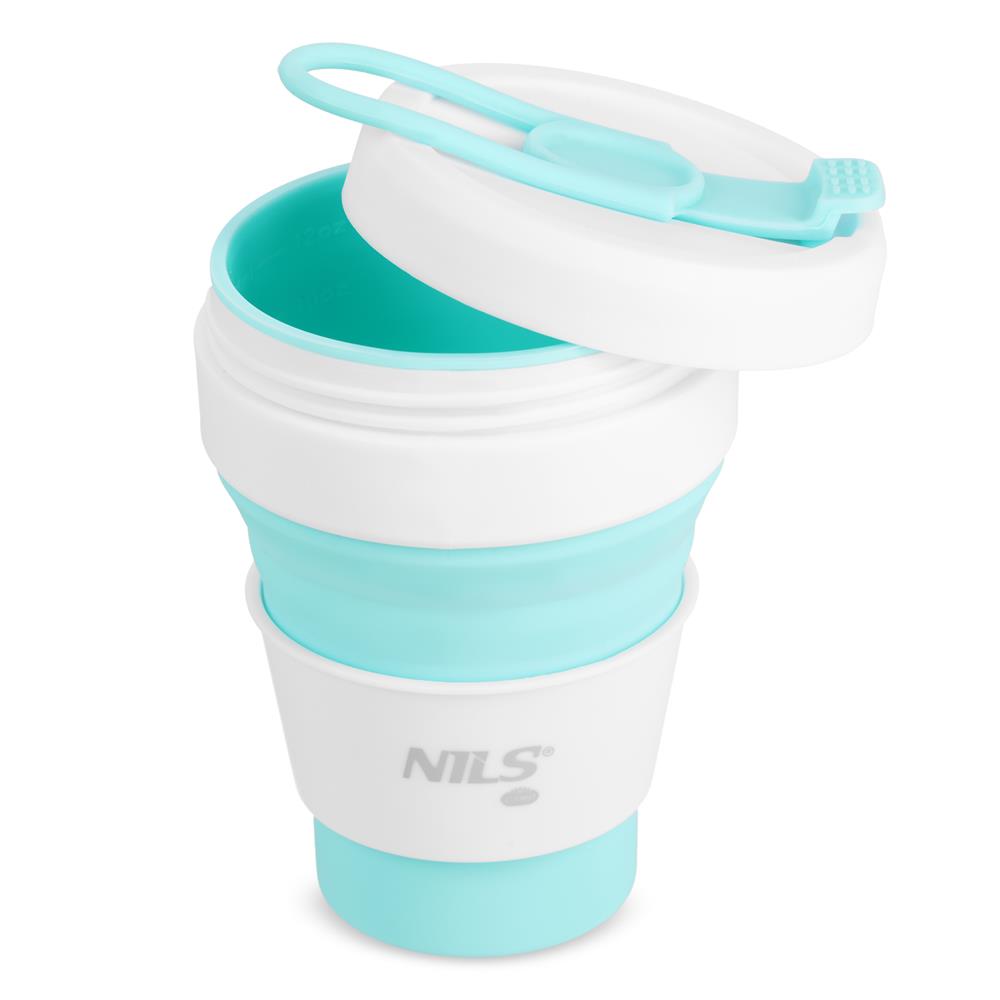 NILS CAMP faltbare Trinkflasche 475 ml Silikon minzgrün für Camping Outdoor Reisen