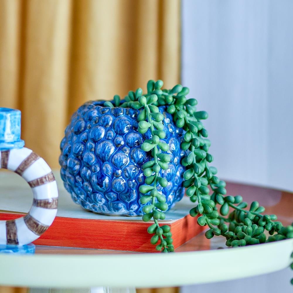 Bloomingville Susannah Blumentopf aus Steingut in Blau D12 cm – Pflanzentopf für Wohnzimmer & Fensterbank
