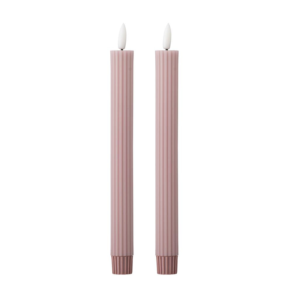 Bloomingville Ponza LED-Kerze 2er Set 24,5 cm rosa - LED Stabkerzen mit 3D Flamme & Timer