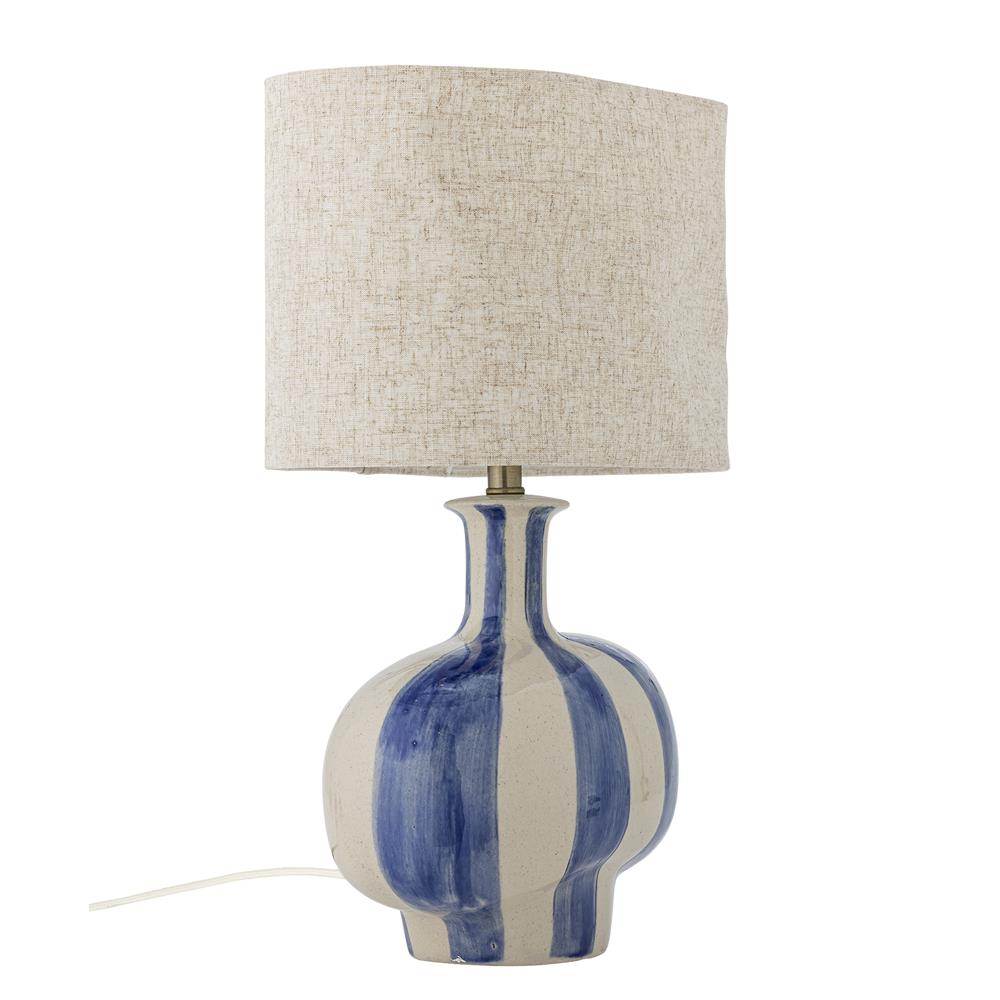 Bloomingville Alida Tischlampe bunt - Keramik Lampe mit Leinen Schirm für Wohnzimmer & Deko