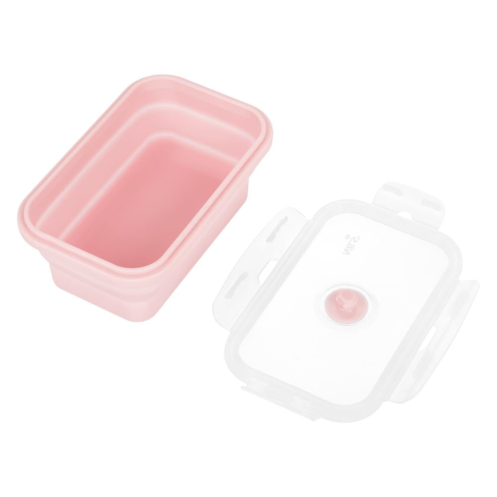 NILS CAMP faltbare Lunchbox 500 ml Silikon rosa für Camping Reisen Arbeit kompakt