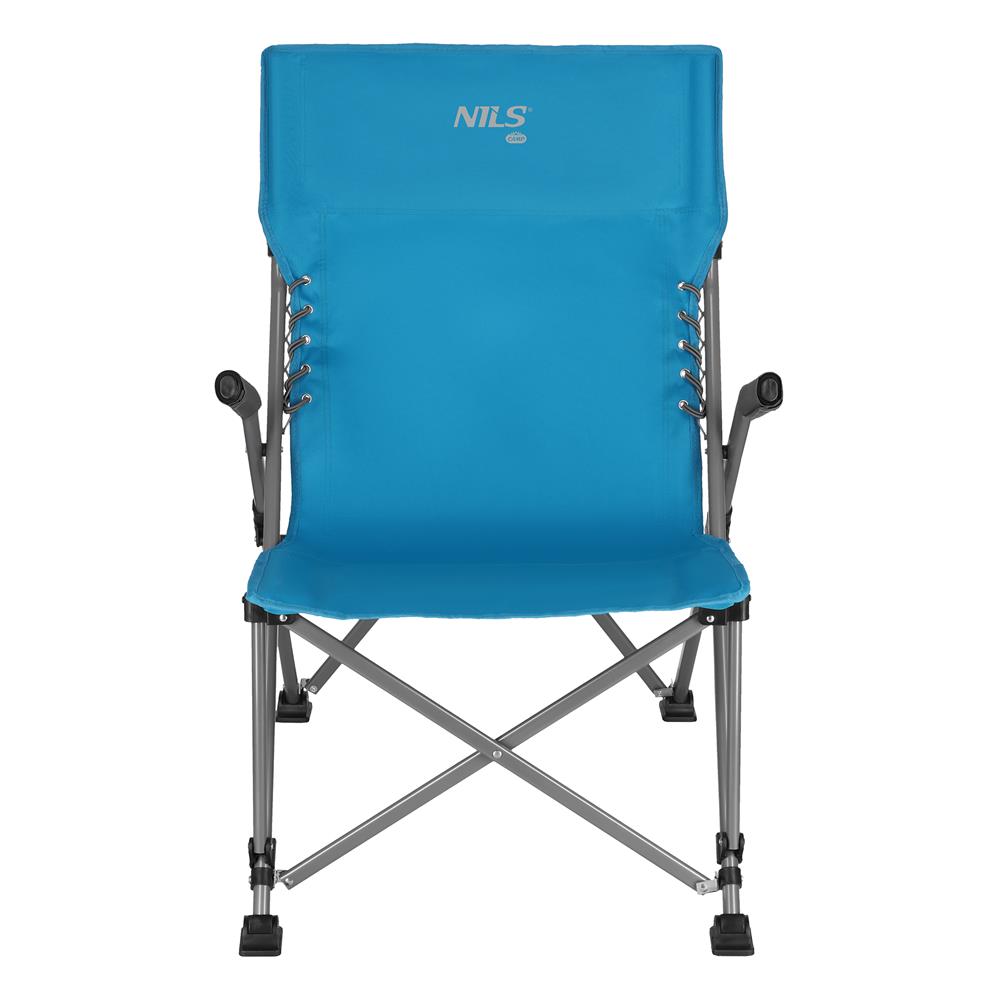 NILS CAMP Campingstuhl klappbar Blau - kompakter Klappstuhl für Camping, Strand & Garten