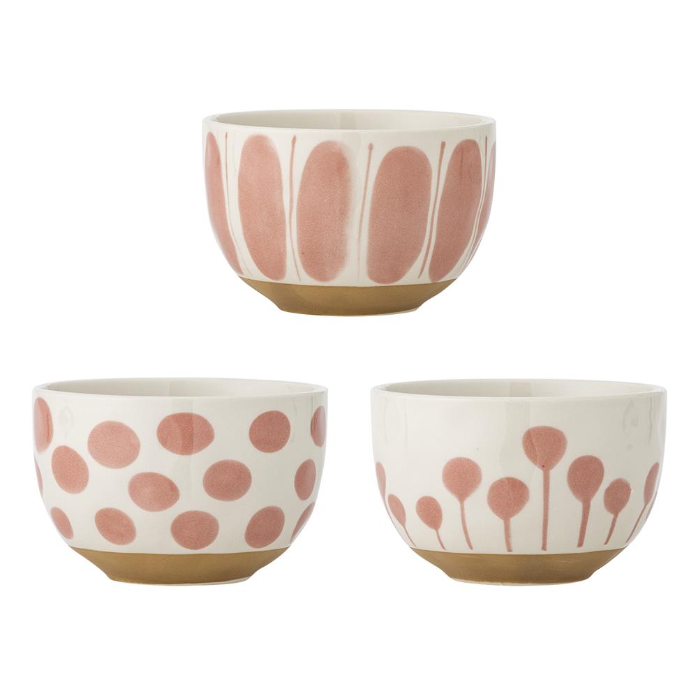 Bloomingville Linora Schale Set 3er Rose Steingut Blumen 460ml
