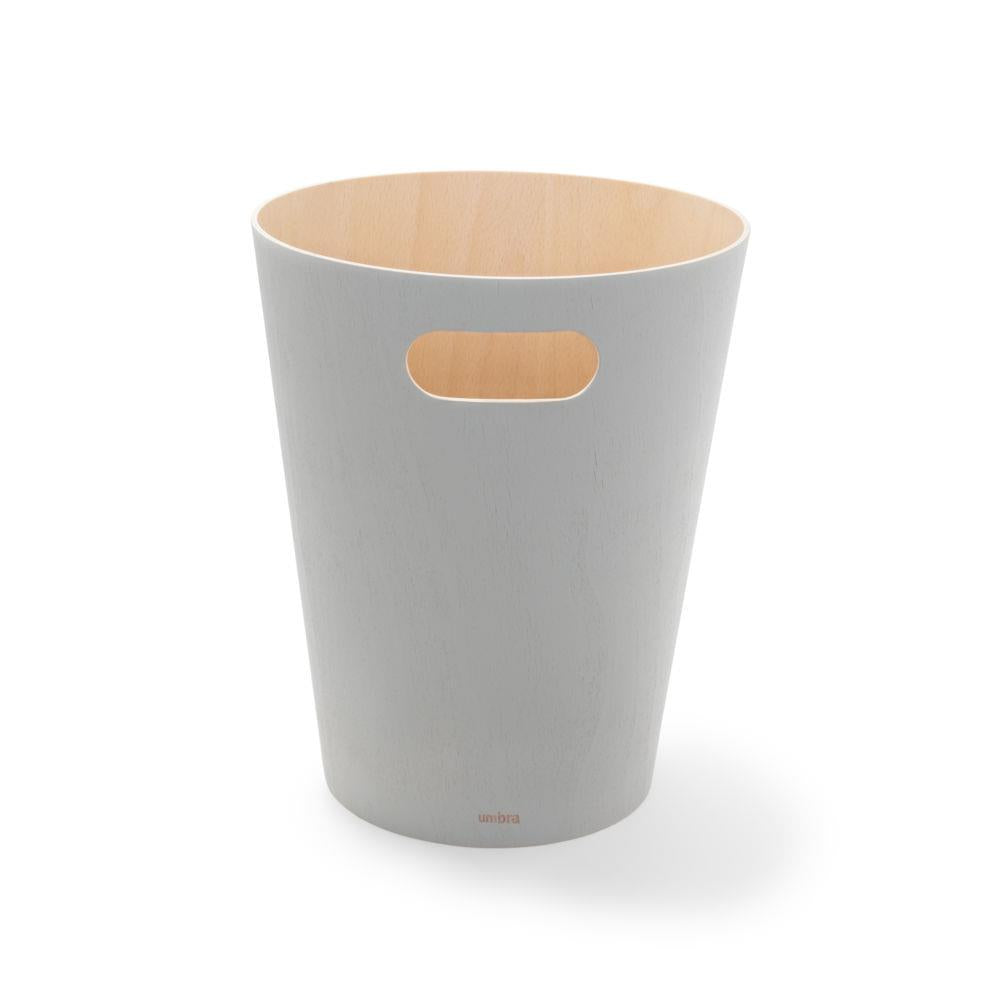 Umbra Woodrow Abfalleimer, Grau/Holz, 7,5 Liter, Zweifarbiger Papierkorb