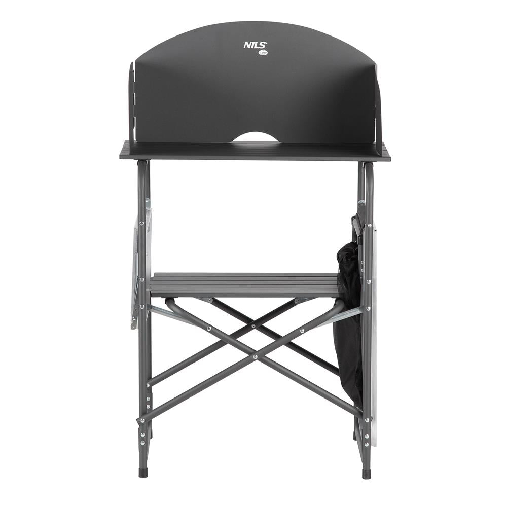 NILS CAMP Campingschrank mit Windschutz - klappbare Outdoor Küche mit Arbeitsflächen für Camping