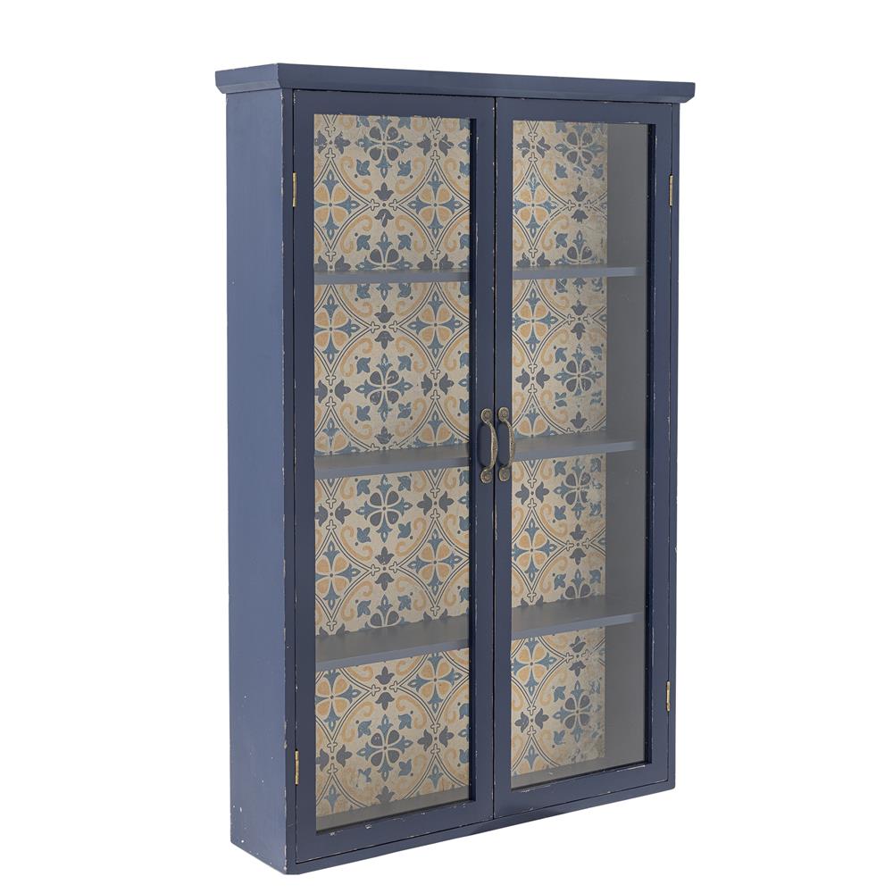 Bloomingville Hazem Kabinett blau aus Tannenholz – mediterraner Wandschrank für Wohnzimmer & Küche