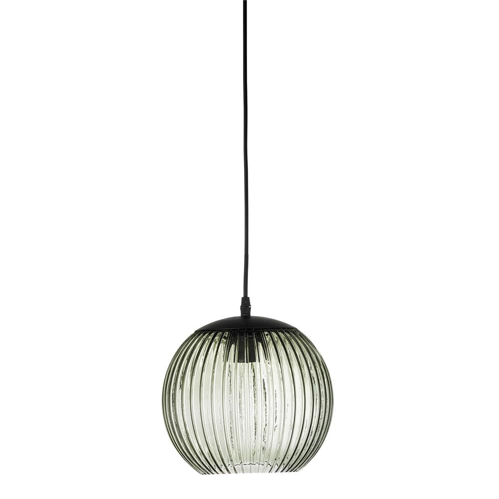 Bloomingville Sybia Hängeleuchte grün - geriffelte Glasleuchte für Esszimmer & Wohnzimmer