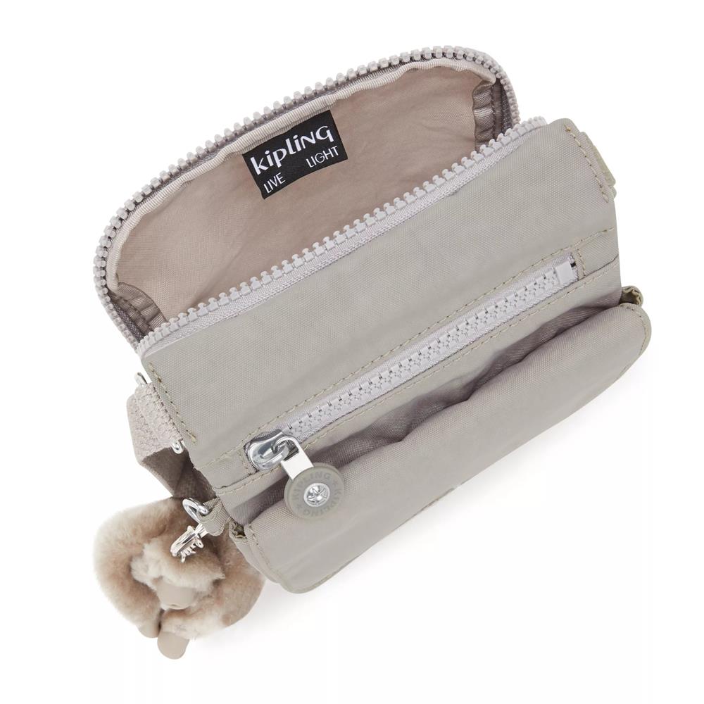 Kipling NEW ELDORADO, kleine Umhängetasche, Grey Gris (grau), kompakte Crossbody Tasche