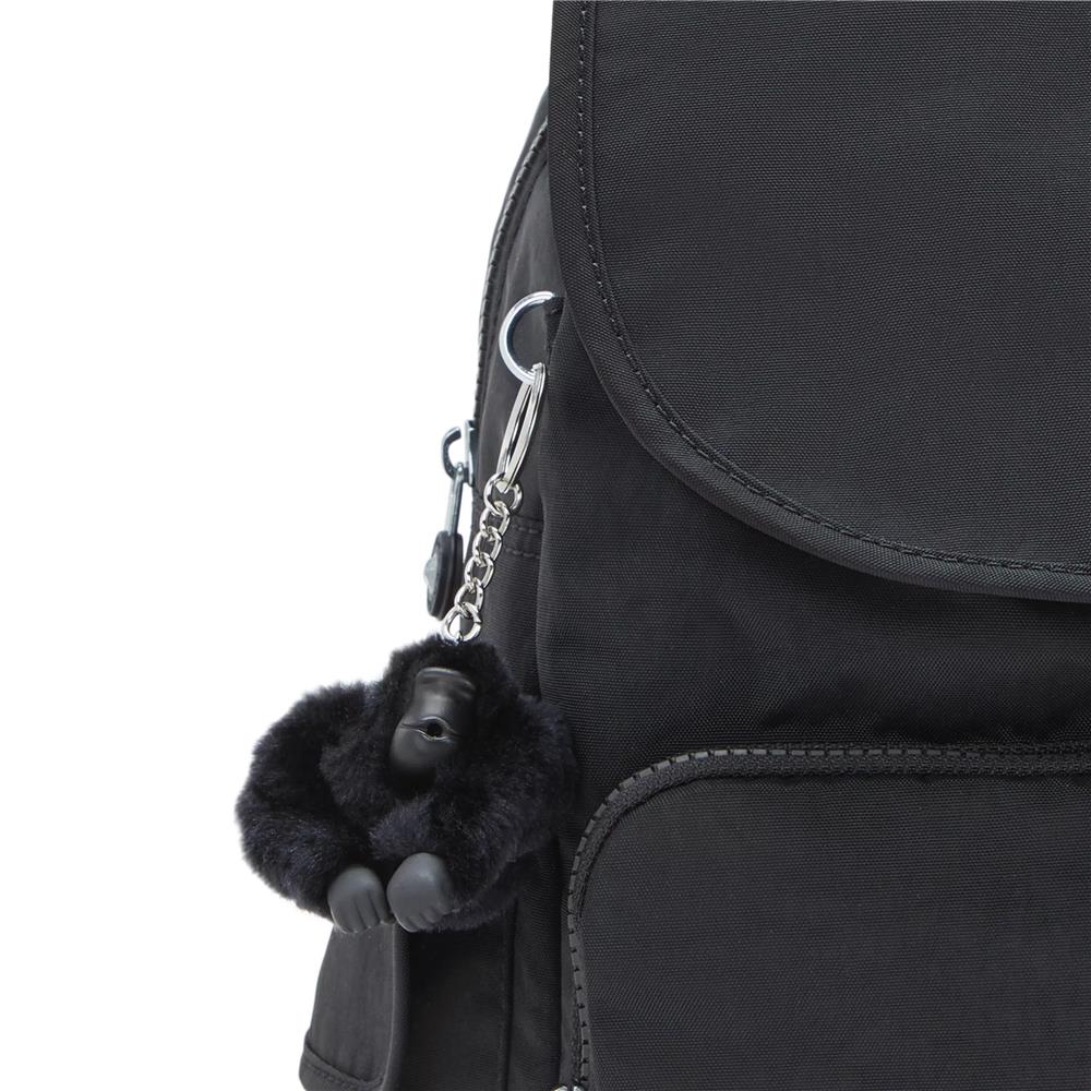Kipling CITY PACK M, Mittelgroßer Rucksack, Black Noir (schwarz), 16L, Damenrucksack mit vielen Fächern