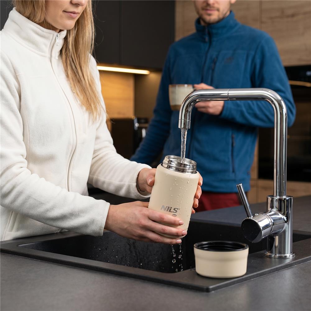 NILS CAMP Speisethermos 550 ml Beige Edelstahl Thermobehälter auslaufsicher