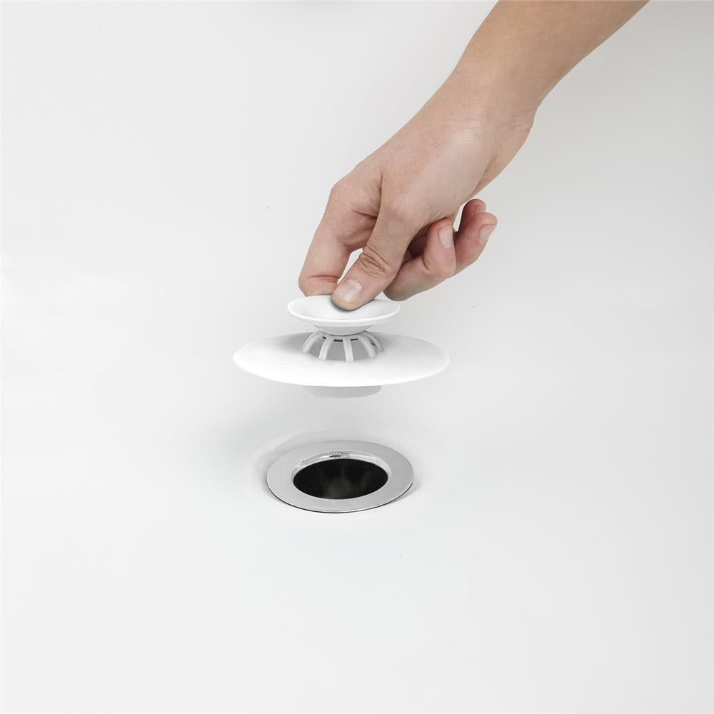 Umbra Flex Badewannenstöpsel, Haarsieb, Abflusssieb für Dusche, Badewanne, Waschbecken, in Weiß