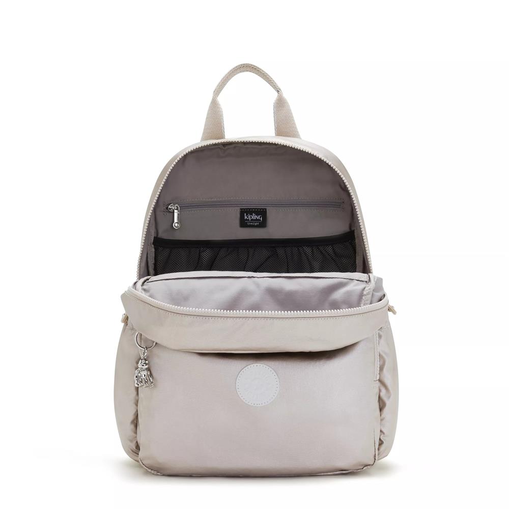 Kipling MAISIE, Wickelrucksack, Metallic Glow (beige), Babyrucksack mit Wickelauflage & Fächern