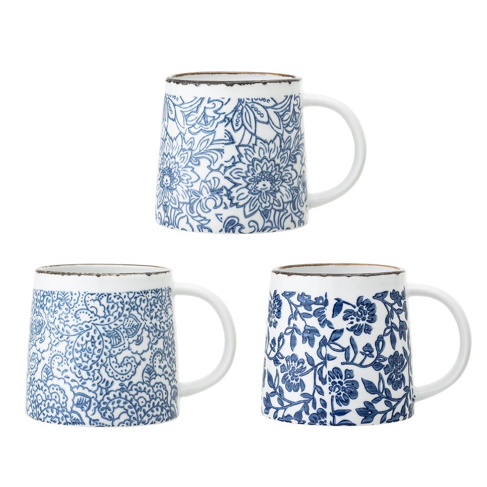 Bloomingville Molly Tassen 3er Set 400ml Keramik Kaffeetassen Teetassen Landhausstil