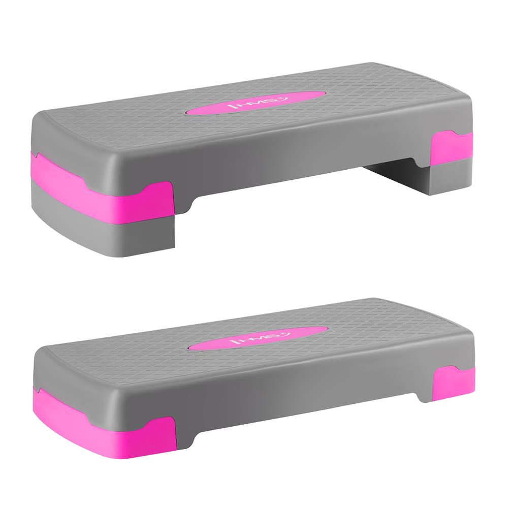 Aerobic Stepper 2-fach höhenverstellbar Grau/Pink für Cardio und Workout | HMS AS003