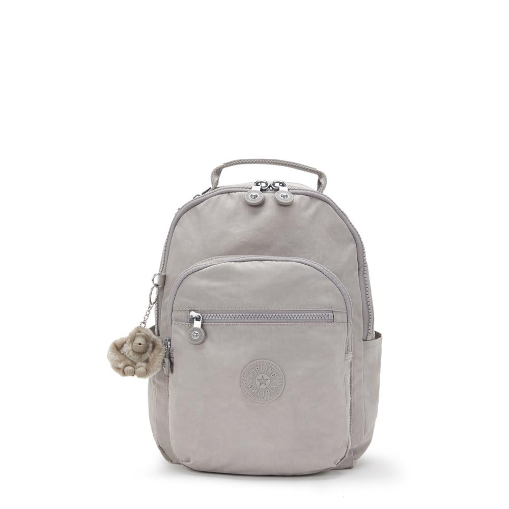 Kipling SEOUL S, Kleiner Schulrucksack mit 11-Zoll-Tabletfach, 14L, Grey Gris (grau)