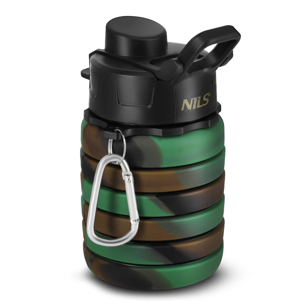 NILS faltbare Trinkflasche 500 ml Silikon grün für Camping Outdoor Reisen