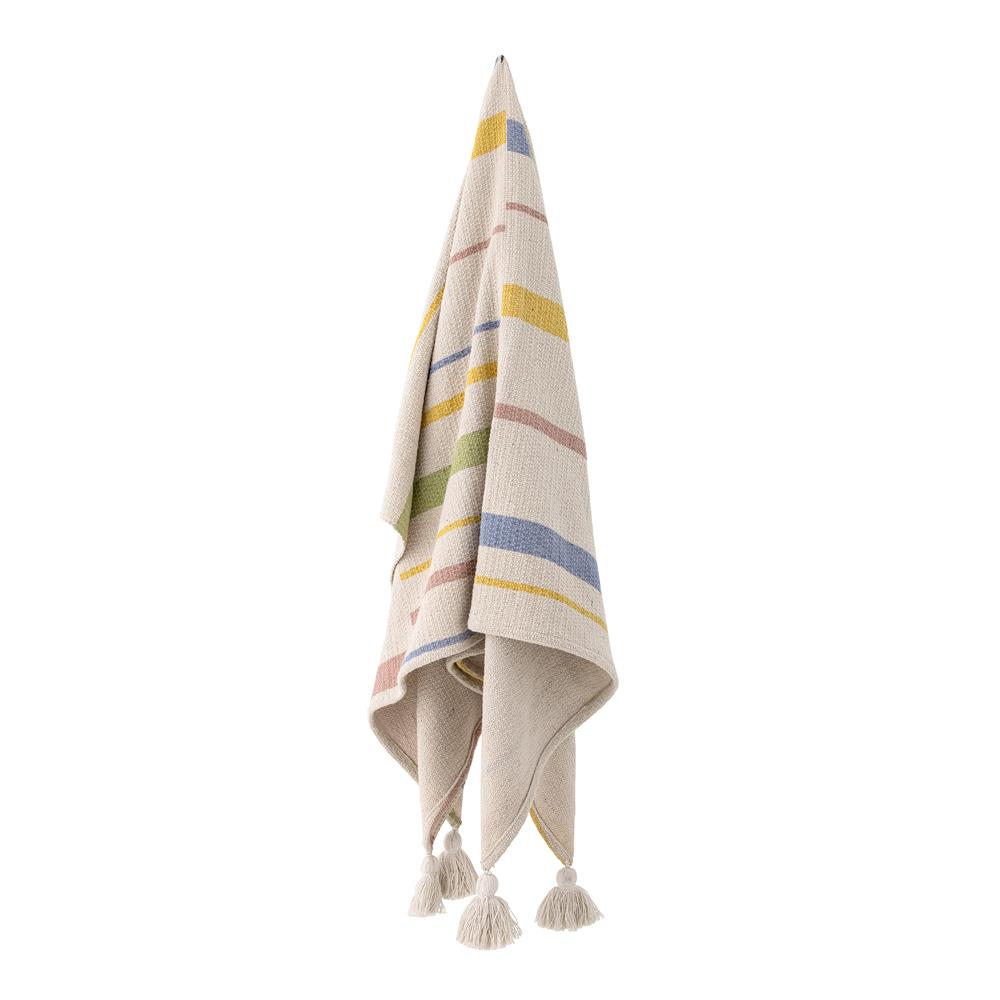 Bloomingville Pontino Decke Natur 160x130 cm aus recycelter Baumwolle – Wohndecke Kuscheldecke