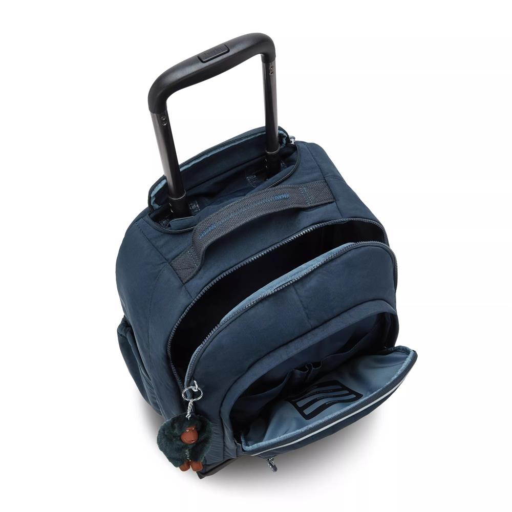 Kipling NEW ZEA, großer Kinder-Rucksack mit Rollen, True Blue Tonal (blau), Schulrucksack mit Laptopfach