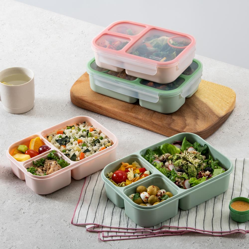 LocknLock To-Go Lunchbox 1,5 L, Mint, 3 Fächer - Mikrowellengeeignet BPA-frei