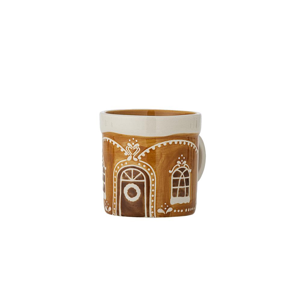 Bloomingville Gina Tasse Braun Steingut 4er Set 250 ml weihnachtliche Kaffeebecher