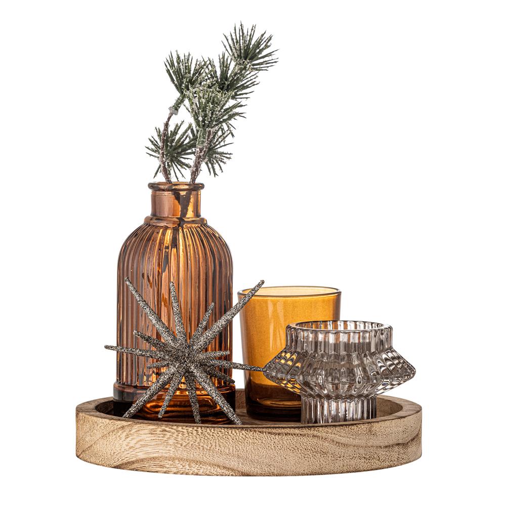 Bloomingville Sanga Tablett mit Teelichthaltern – 6‑teiliges Deko‑Set für Tisch & Weihnachten