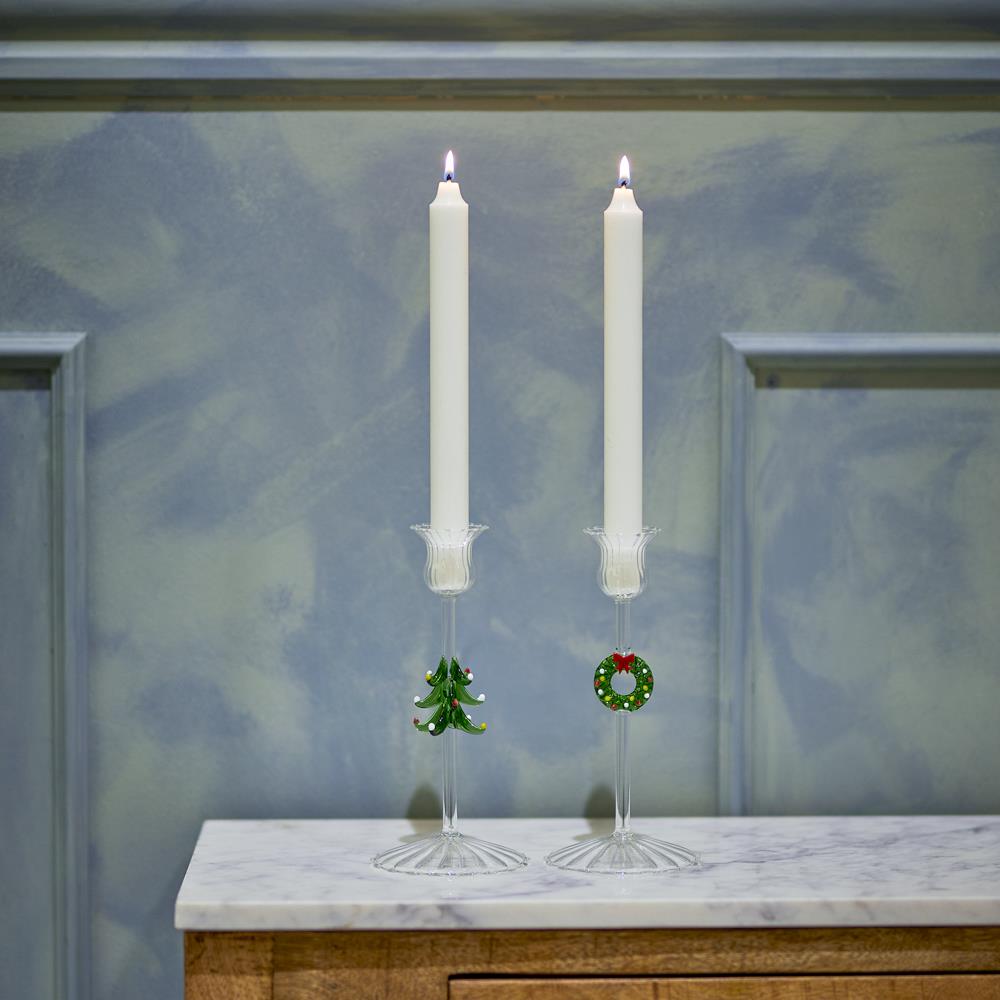 Bloomingville Branton Kerzenhalter Klar Glas 2er Set für Stabkerzen Weihnachtsdeko