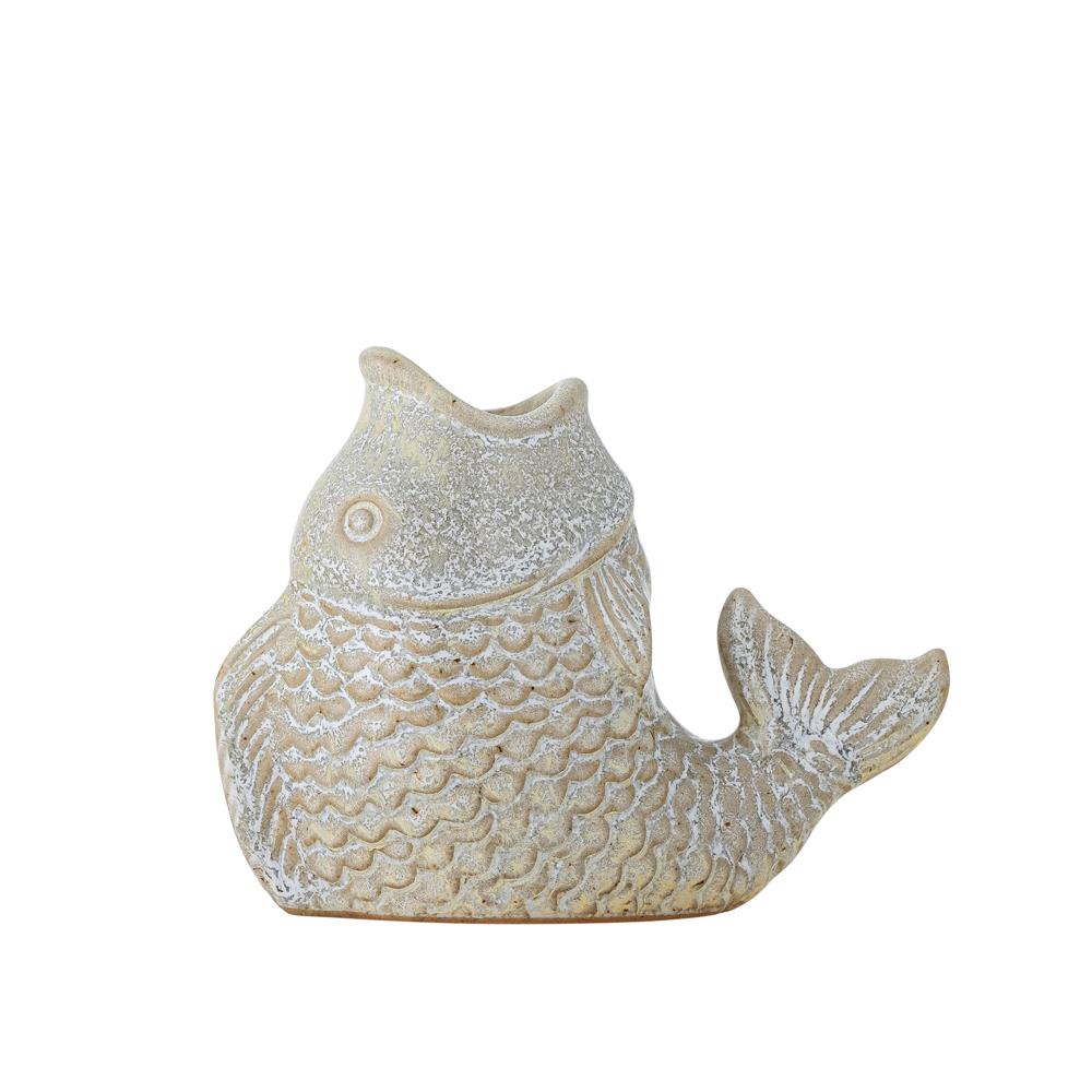 Bloomingville Hiro Kerzenhalter grau Steingut Fischdesign