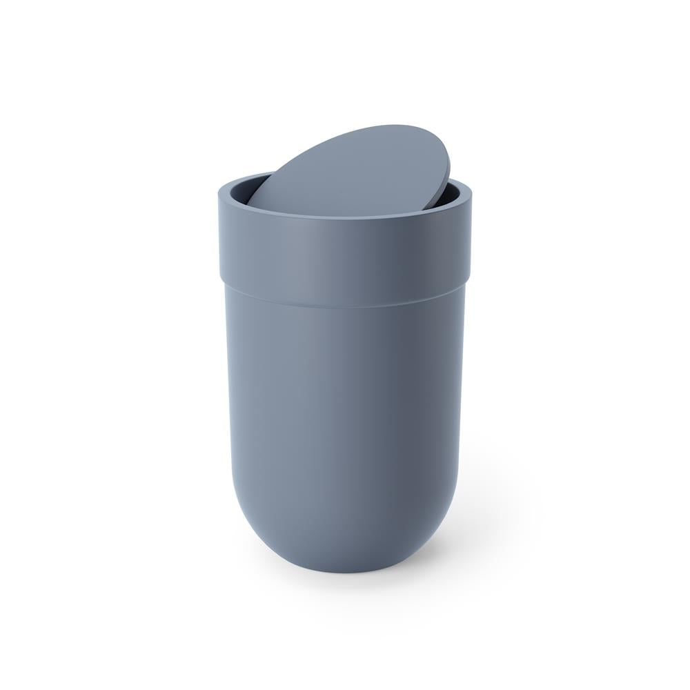 Umbra Touch Abfalleimer 6 L mit Schwingdeckel, in Schieferblau, Kosmetikeimer, Papierkorb, Badezimmereimer