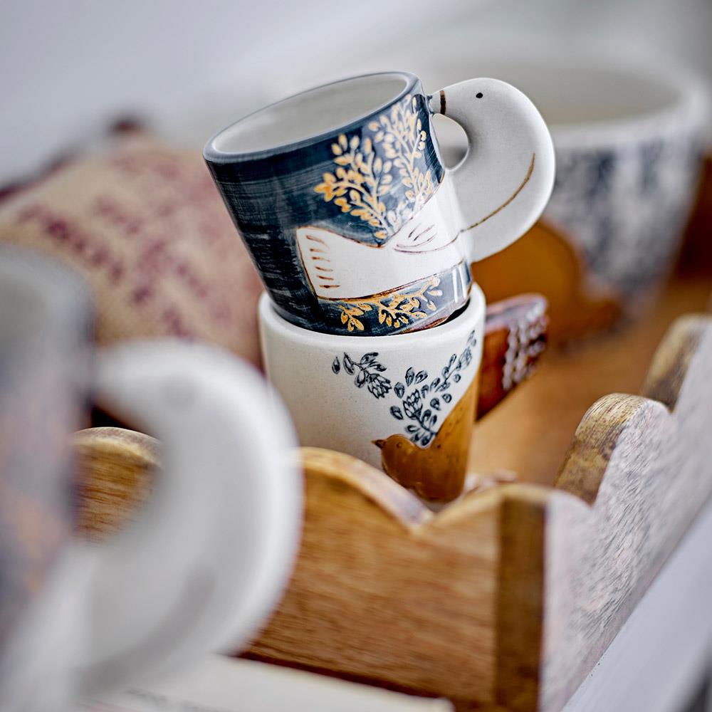 Bloomingville Hezha Espressotassen Blau – 2er Set aus handdekoriertem Steingut