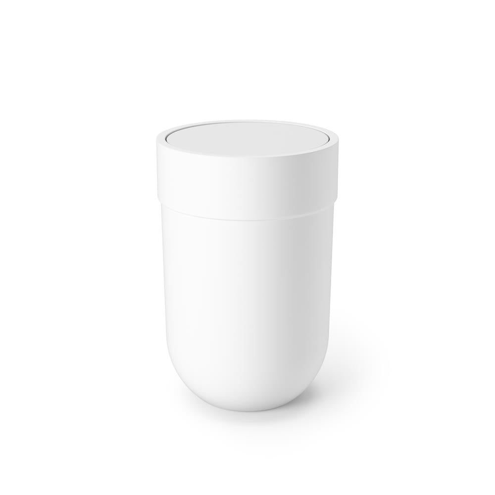 Umbra Touch Abfalleimer 6 L mit Schwingdeckel, in Weiß, Kosmetikeimer, Papierkorb, Badezimmereimer