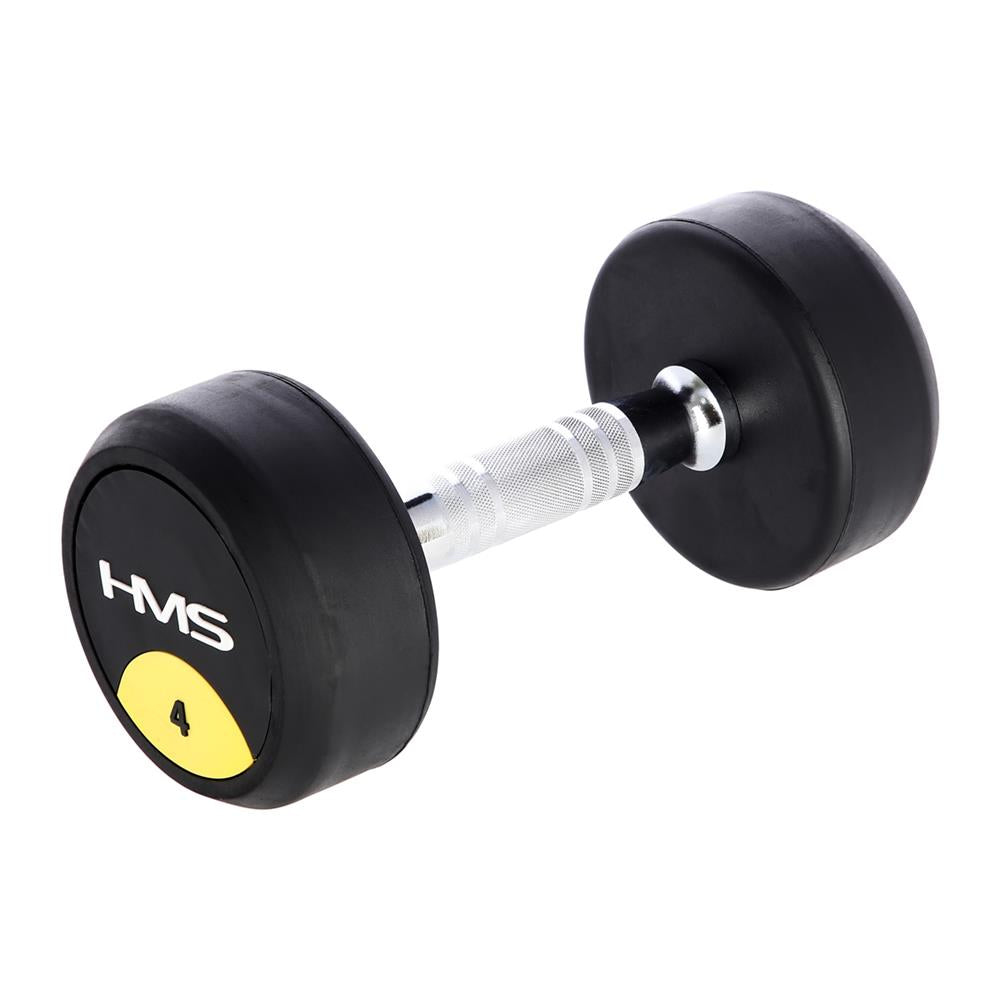 Kurzhantel 4 kg gummiert rund Schwarz | HMS HG PRO