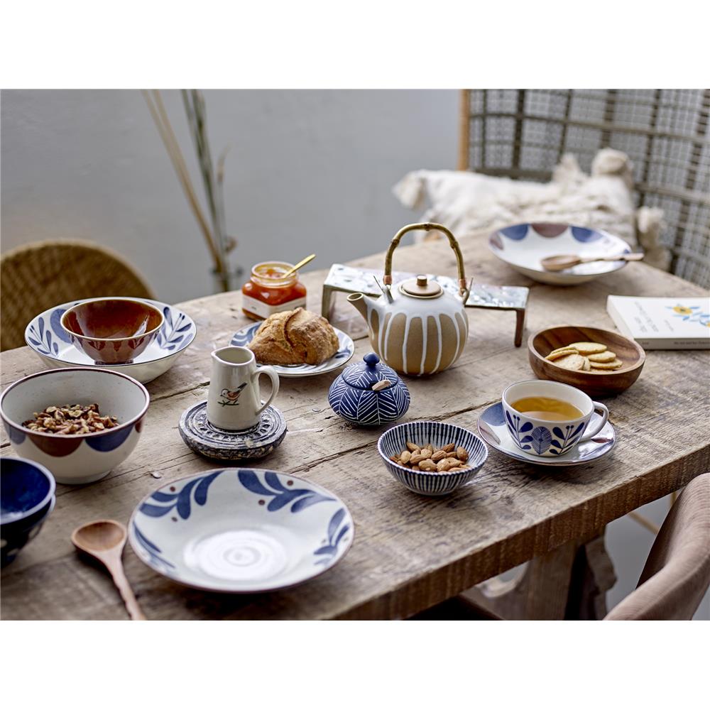 Bloomingville Camellia Servierschale blau 16cm Porzellan Servierschüssel kleiner Teller dänisches Design