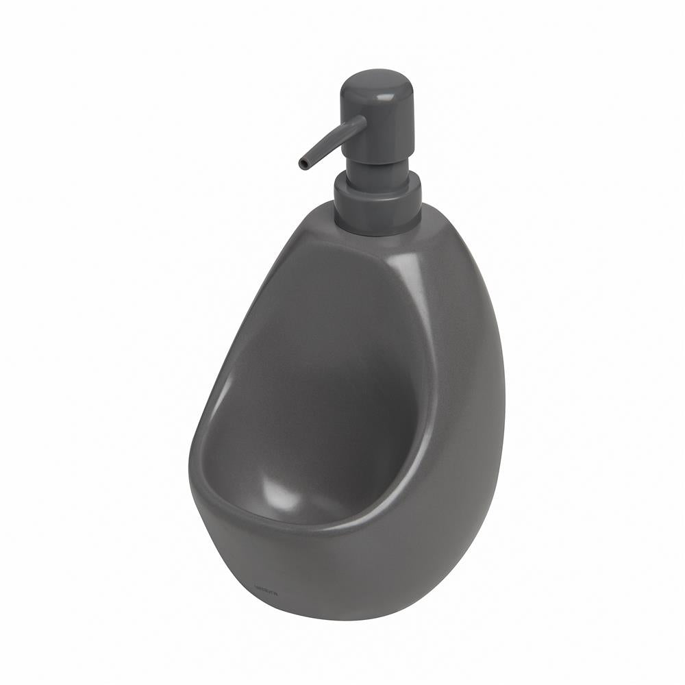 Umbra Joey Seifenspender 590 ml mit Schwammhalter aus Keramik Anthrazit