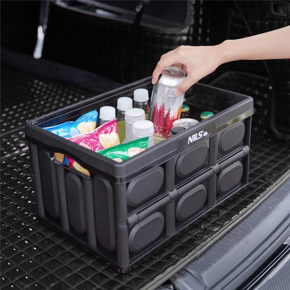 NILS CAMP faltbare Campingbox mit Tischfunktion 20L in Schwarz - kompakte Reisebox