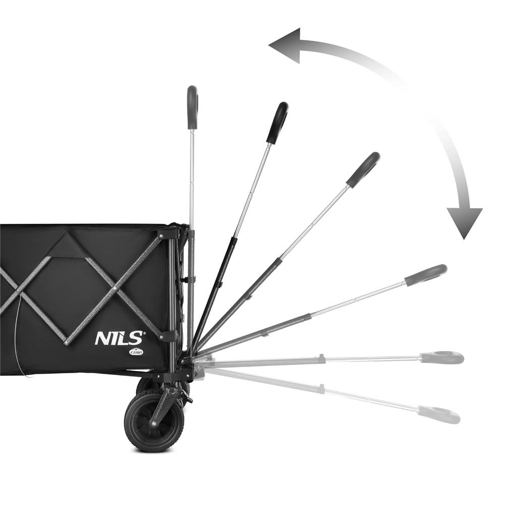 NILS CAMP XXL Bollerwagen faltbar 180L in Schwarz - Campingwagen für Strand & Garten