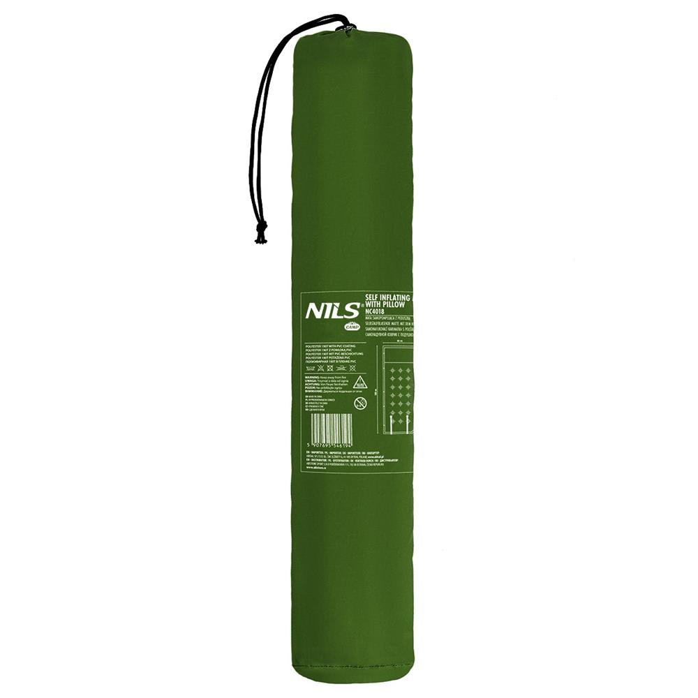 NILS CAMP selbstaufblasende Campingmatte 188 cm dunkelgrün mit Kissen Isomatte Outdoor