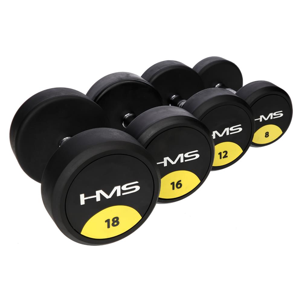 Kurzhantel 9 kg gummiert rund Schwarz | HMS HG PRO