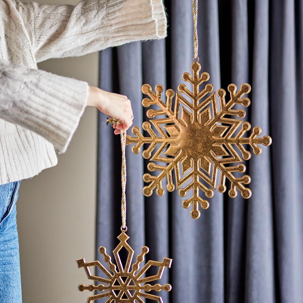 Bloomingville Kanja Weihnachtsanhänger Gold Metall 2er Set Schneeflocke