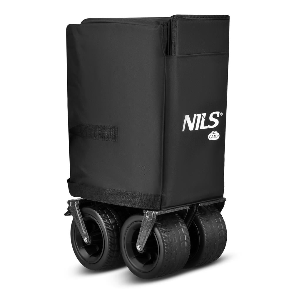NILS CAMP XXL Bollerwagen faltbar 180L in Schwarz - Campingwagen für Strand & Garten