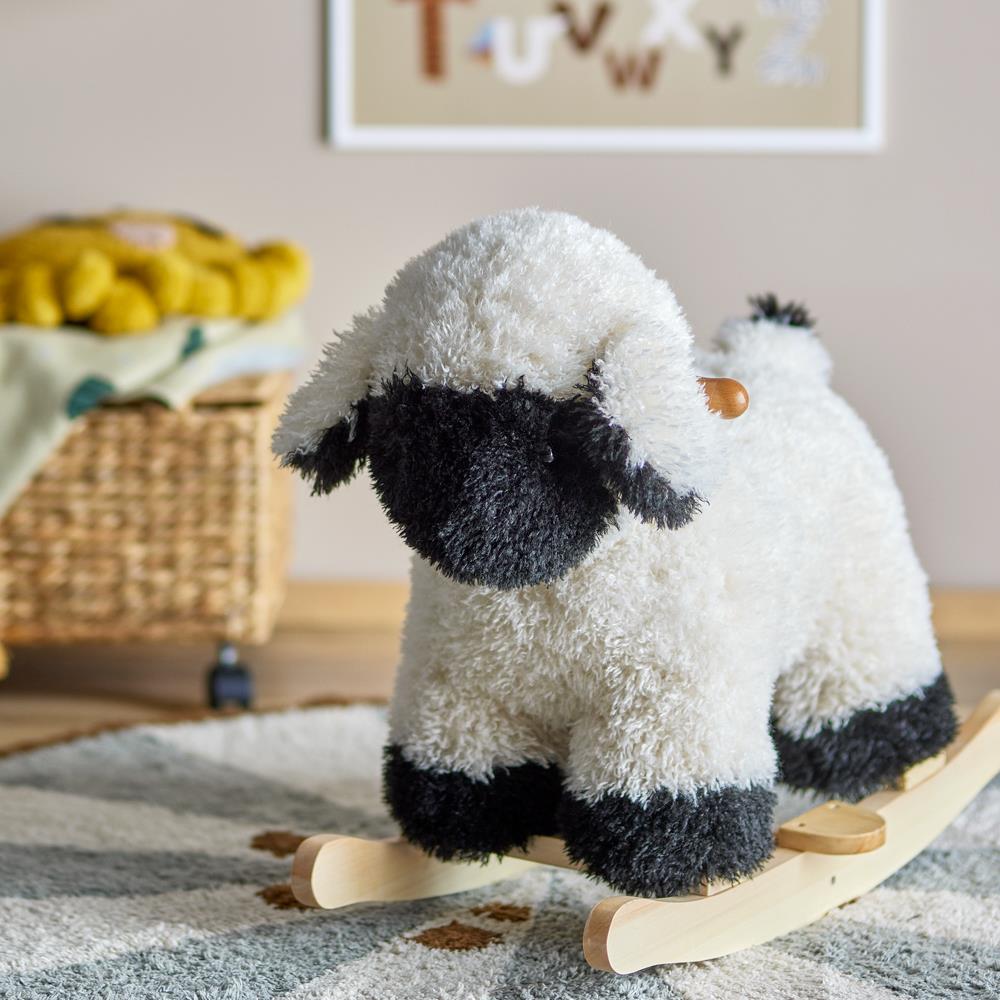 Bloomingville MINI Dolly Schaukeltier Schaf Weiß Polyester 65cm